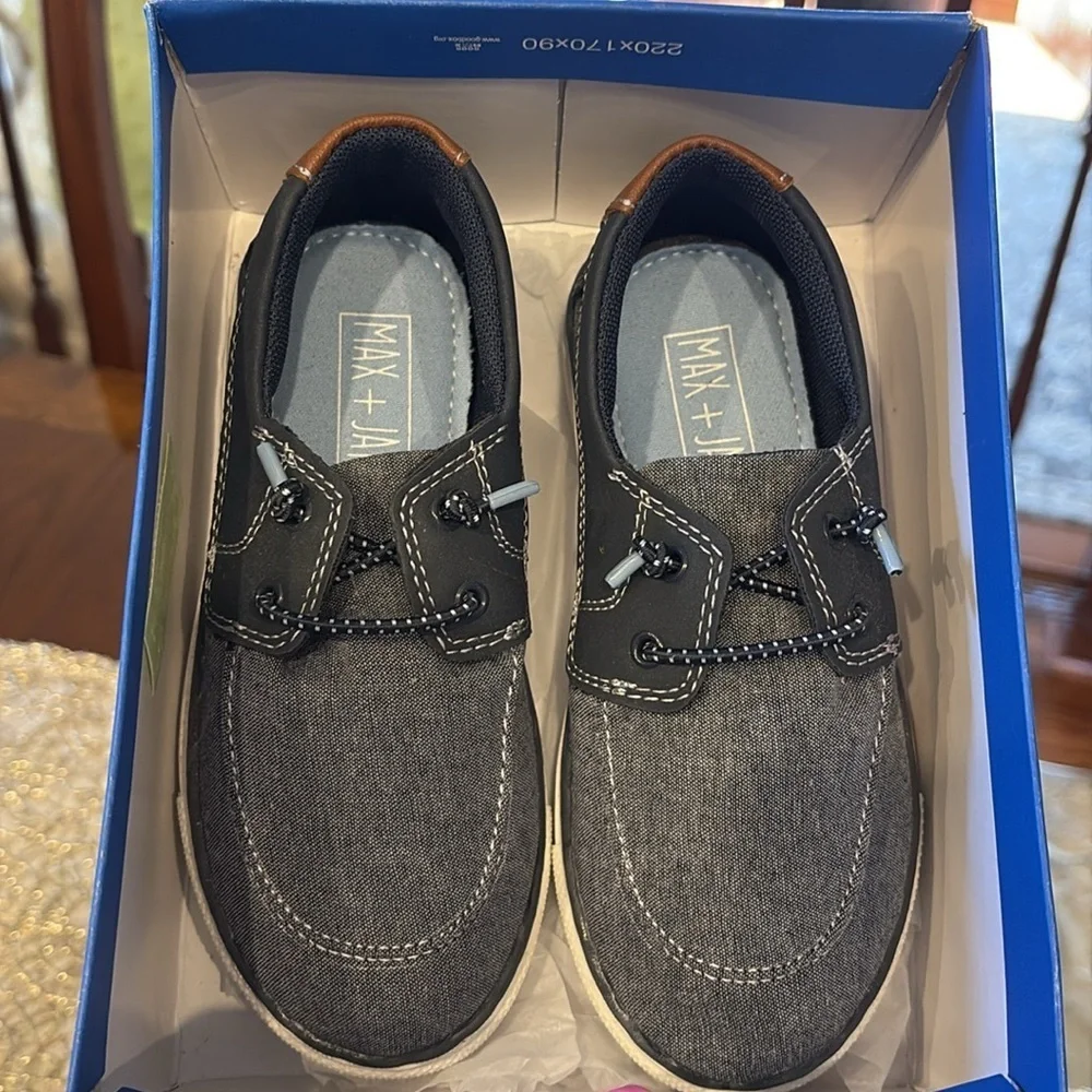 Μax + Jake boys Bradley slip on textile casual shoes denim / faux leather 12M